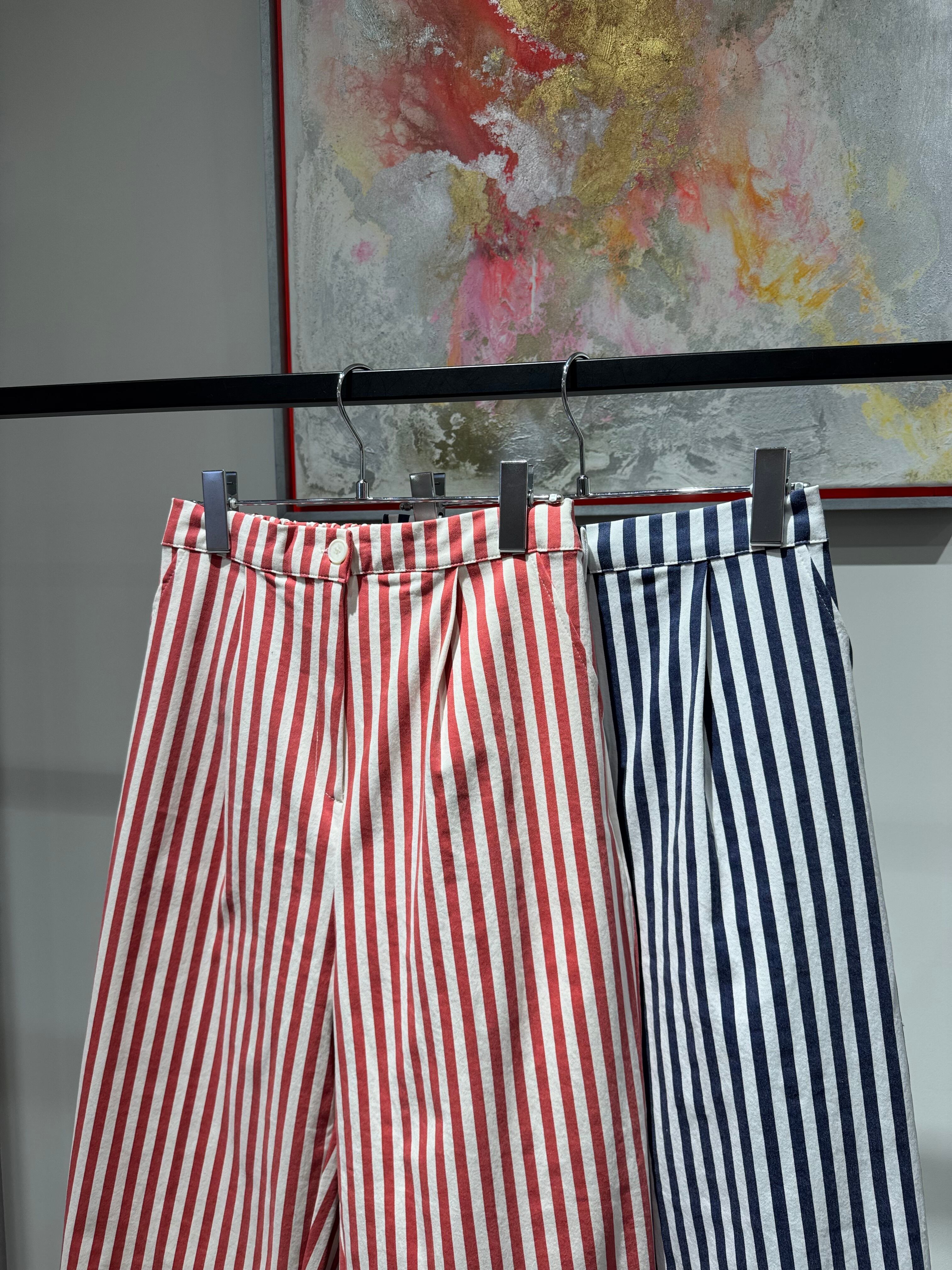 stretch stripe cropped pants