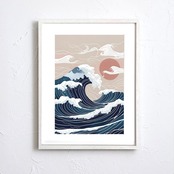 The Great Wave 2025｜浮世絵の名作を現代に再構築した和モダンアートポスター｜伝統とモダンが融合するスタイリッシュインテリアA3ポスター