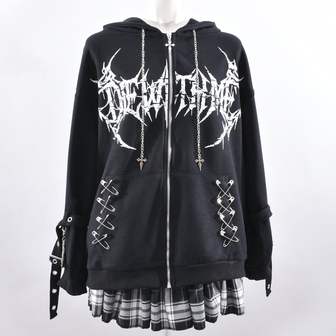 8/27 完売→再入荷！】ネコ耳ベルトスカルハートZIPパーカー