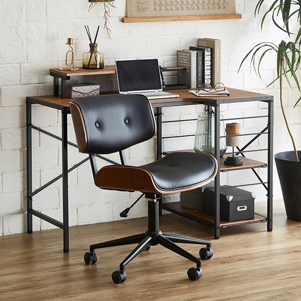 ゆるやかなカーブが美しい デスク チェア 2点セット