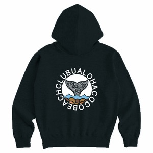 Whale tail fin unisexスウェットZIPパーカー(ブラック)