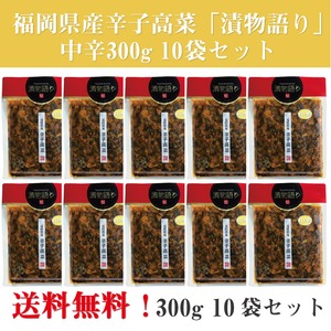 送料無料！イヌイの福岡県産辛子高菜「漬物語り」中辛10袋セット　300g×10袋セット