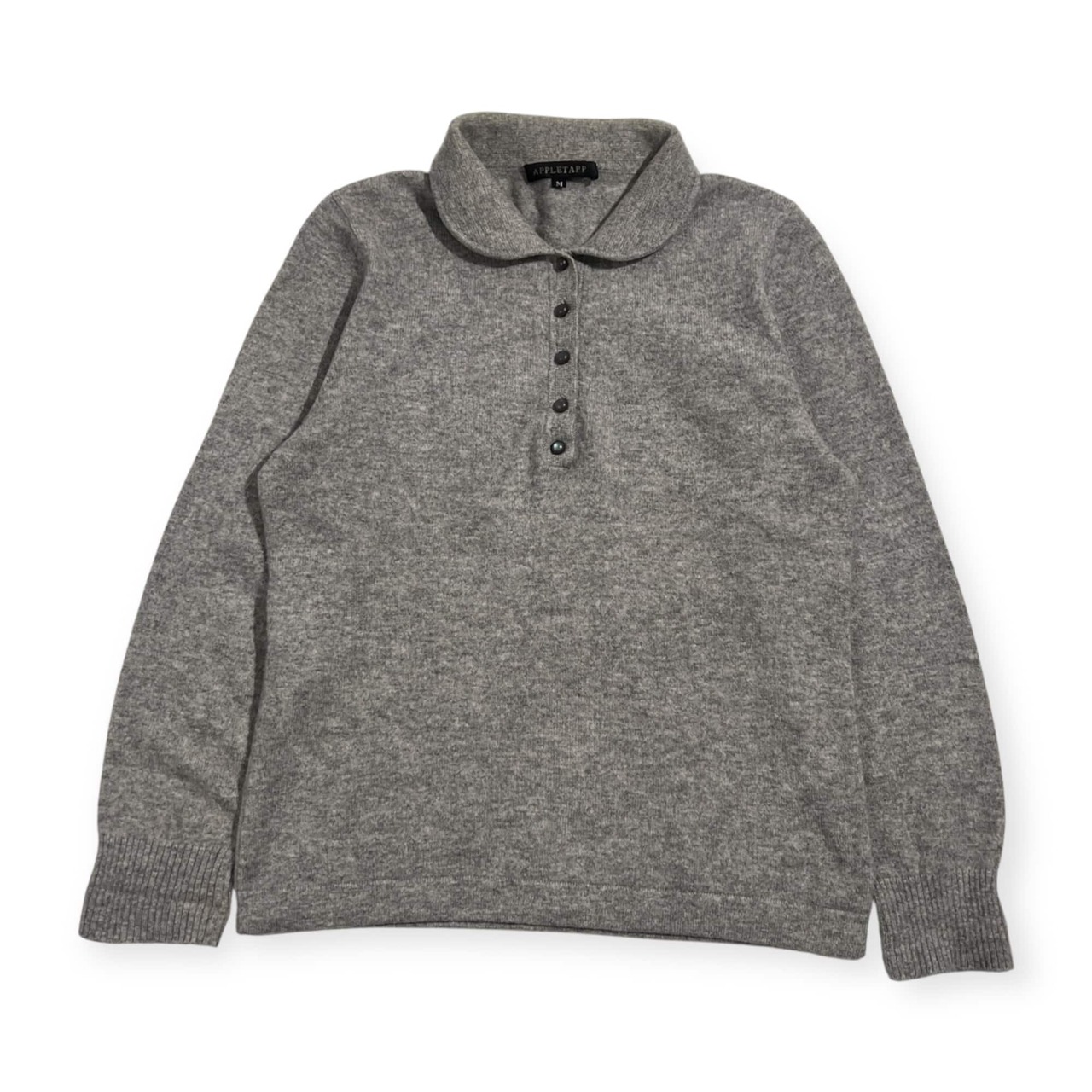 カシミヤ100% APPLETAPP アップレットアップ ポロ風 ニット セーター M/グレー レディース