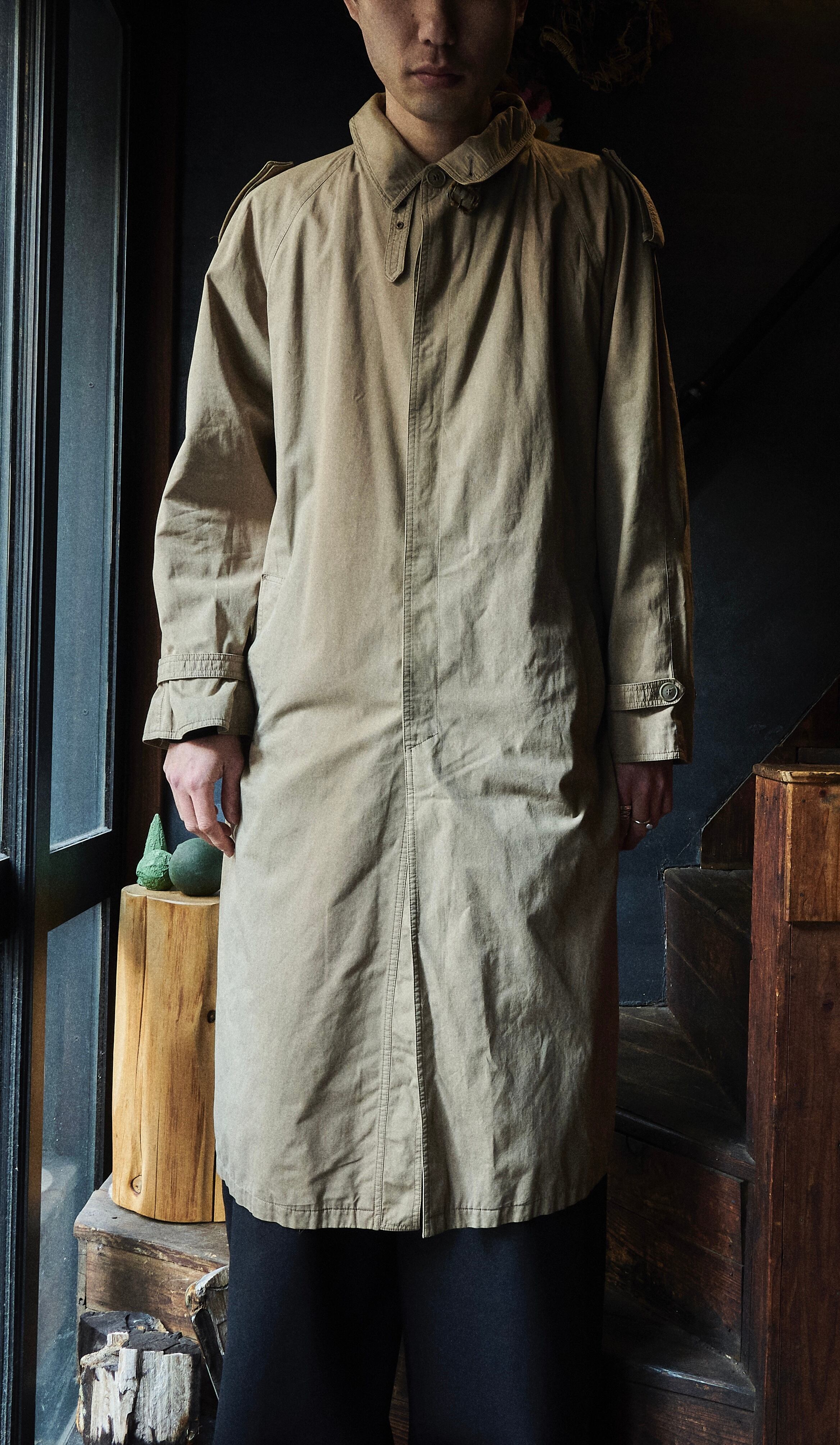 50 ほぼデッド 90s allegri Balmacan coat 綿100% vintage allegri High-density cotton single trench coat | FOLLIEE.