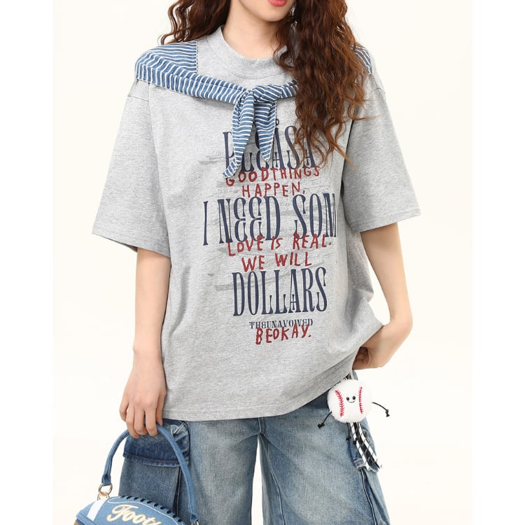 半袖 ロゴプリント ヒップ Tシャツ ◆2col L60059
