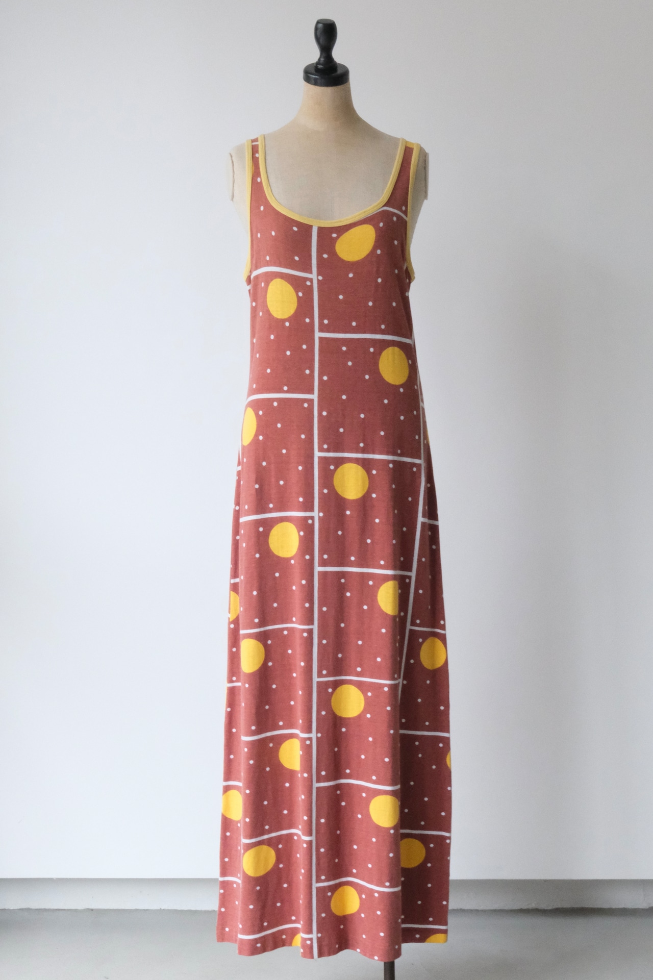 Vintage retro geometric dot maxi tank dress