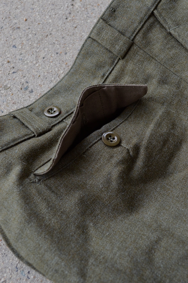 Bergian Army ABL 1968's PVBA BEGETEX社 HeavWool Gabardine Slacks Dead Stock Wool Trouser ベルギー軍 ウールスラックス ダークオリーブ