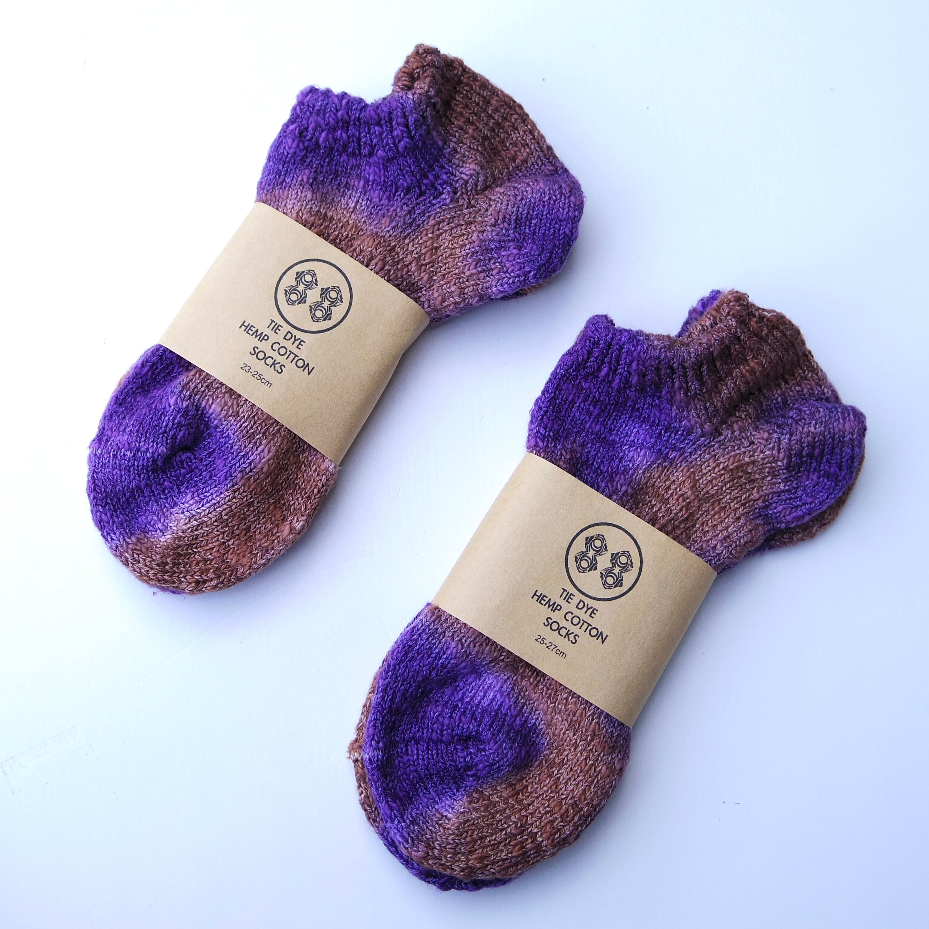 TIE DYE HEMP COTTON ANKLE SOCKS / タイダイ ヘンプコットン アンクルソックス 23-25cm/25-27cm 《Purple》