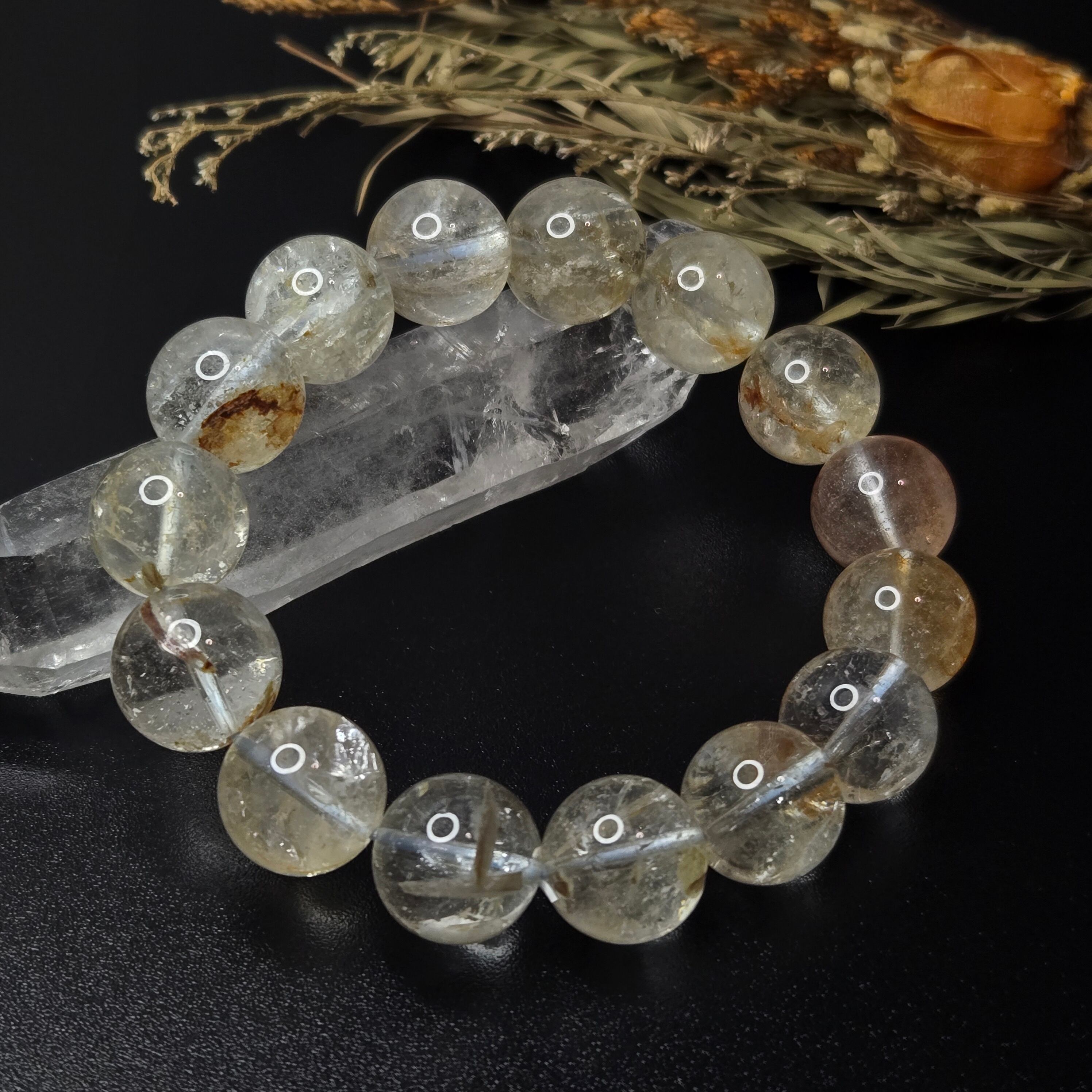 究極の希少石・1点限り】ガーネット&バイオタイトインクォーツ＊鑑別書