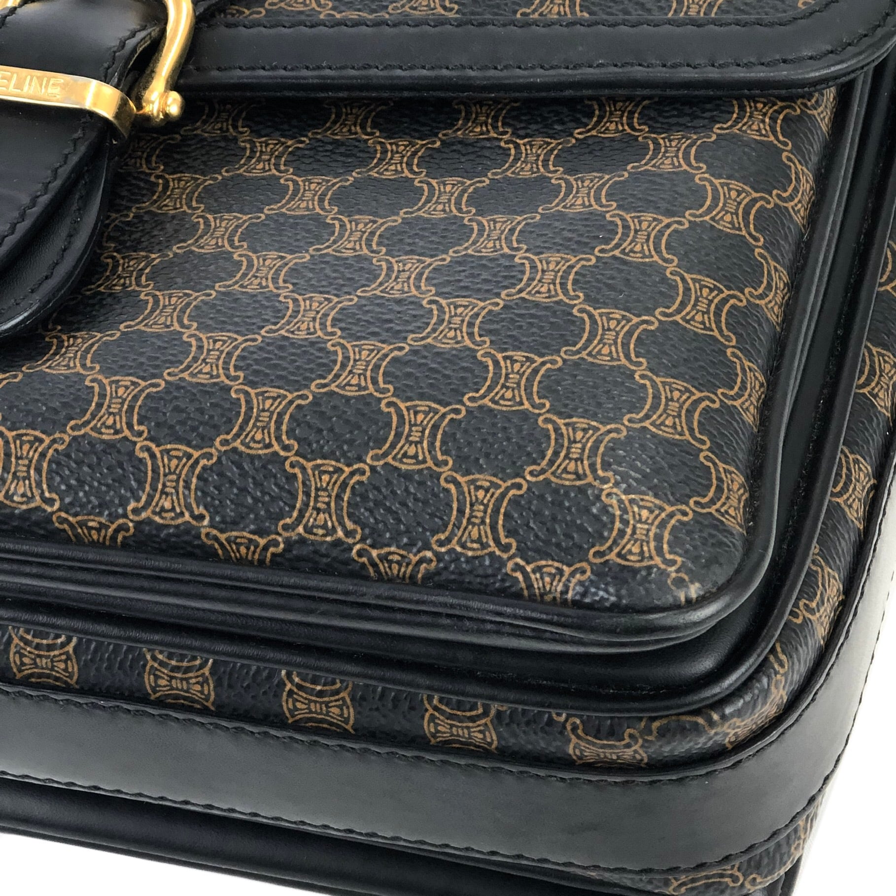 CELINE セリーヌ マカダム フロントベルト PVC×レザー ショルダー