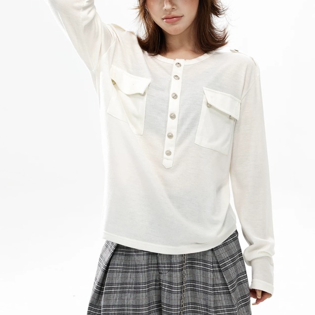 double-pocket front-button tee　ダブルポケットフロントボタンティー　J2124