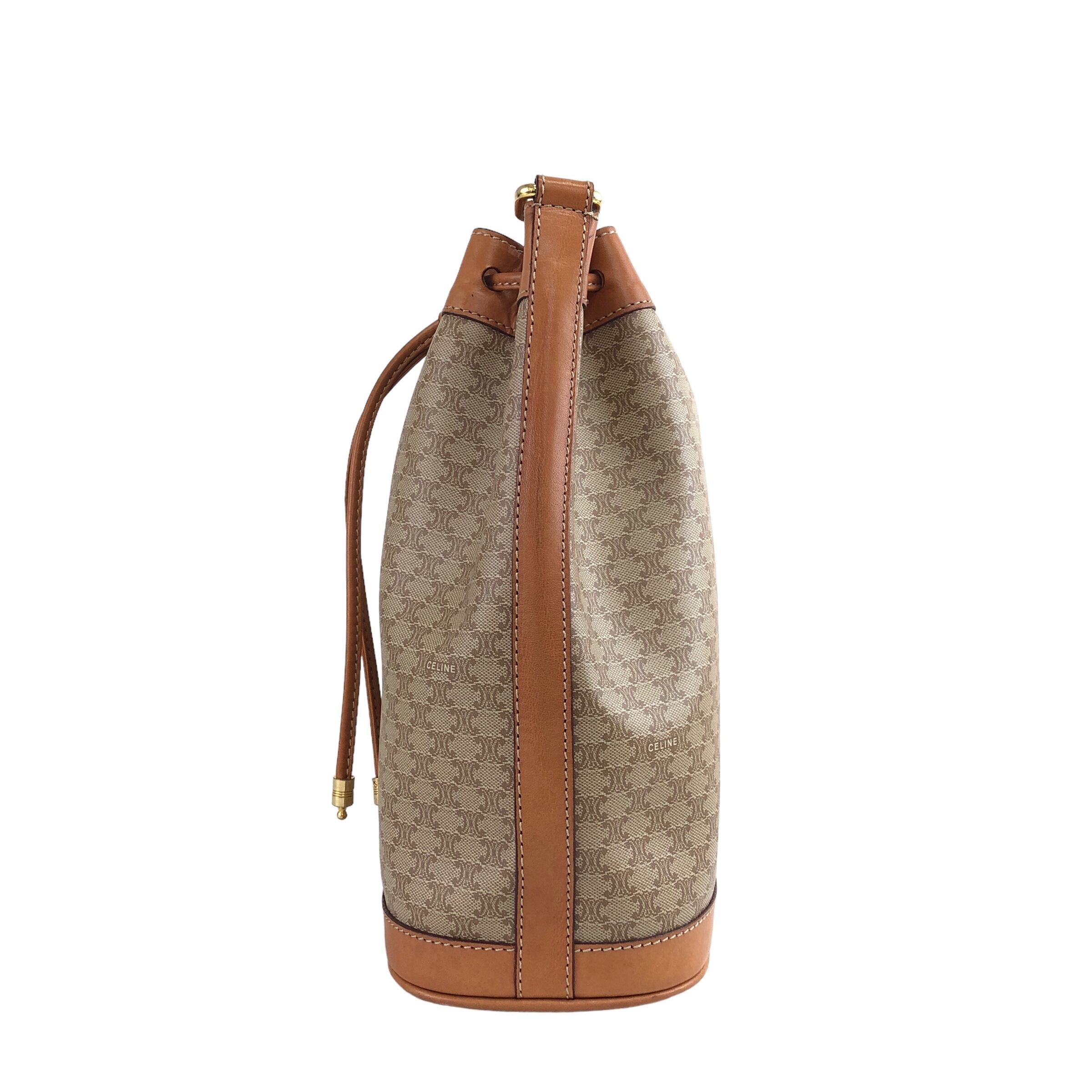 CELINE セリーヌ マカダム ショルダーバッグ ベージュ ブラゾン型押し