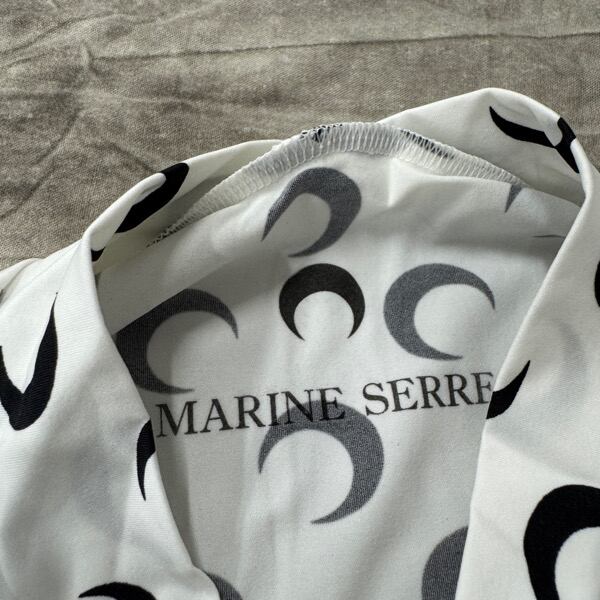 Marine Serre★MOONジャージハイネックトップ ホワイト★送関込 未使用】Marine serre/マリーンセル MOON PRINTED JERSEY SECOND