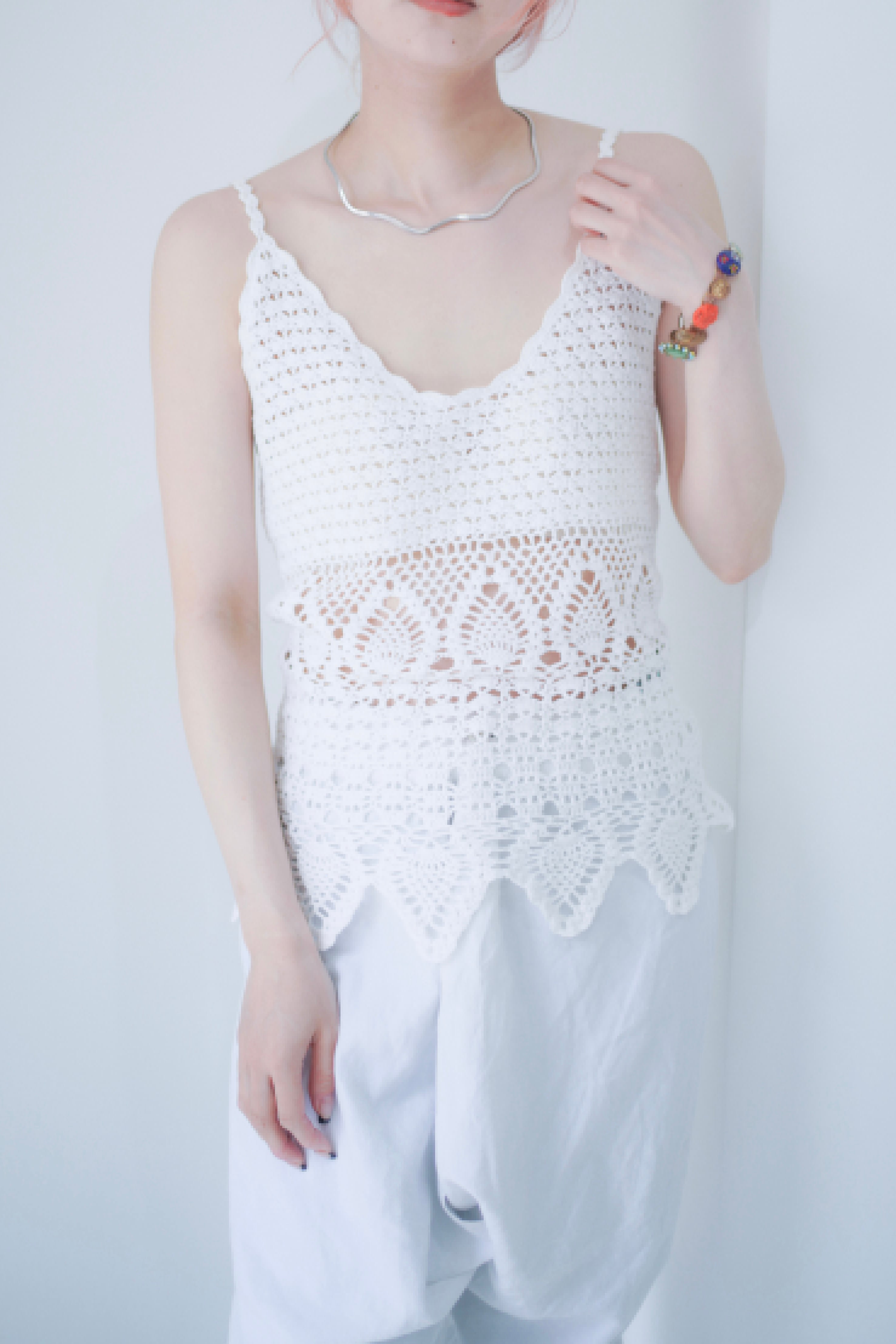 white crochet camisole
