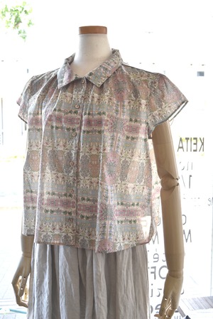 Bon vieux temps(ボンヴュータン) 26S/S リバティー花柄半袖ブラウス<Pink>