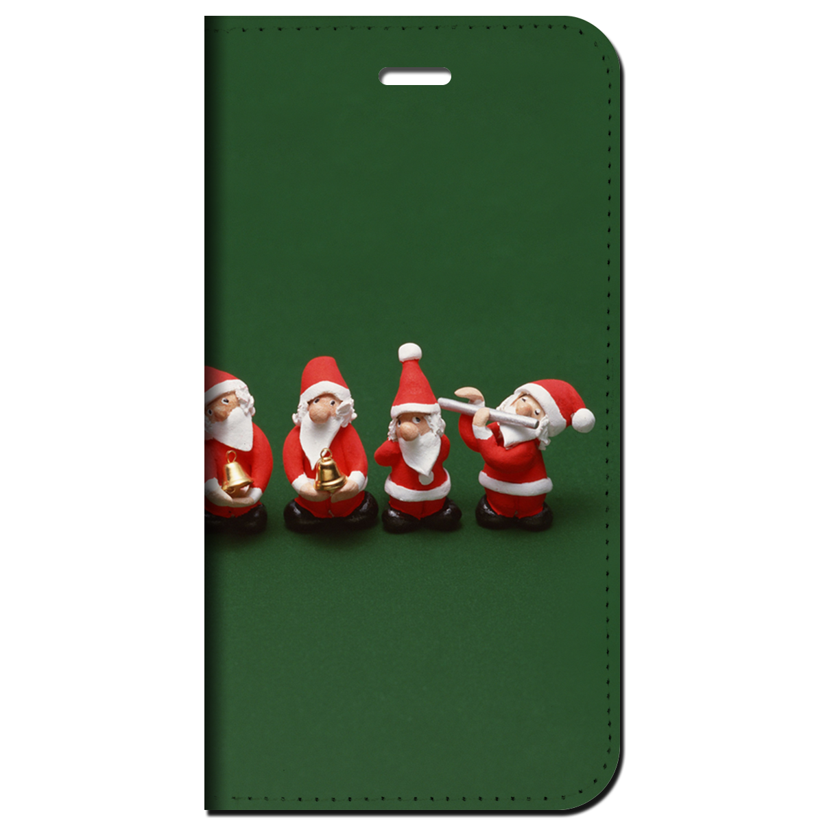 iPhone対応 スマホ 手帳型ケース サンタクロース グリーン イラスト 季節 冬 【iPhone16 / iPhone16e / iPhoneSE 他 iPhone各機種対応】 st50
