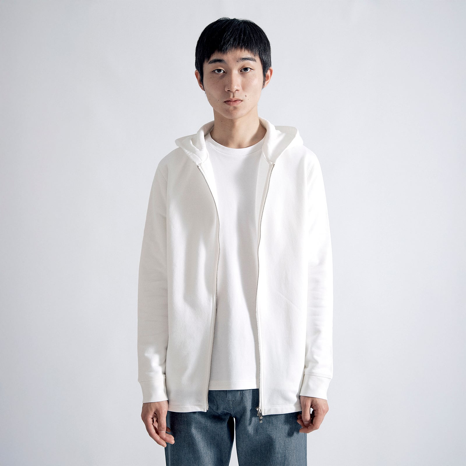 エアリードレスジップパーカー / Airy Dress Zip Hoodie #WHITE | STIR