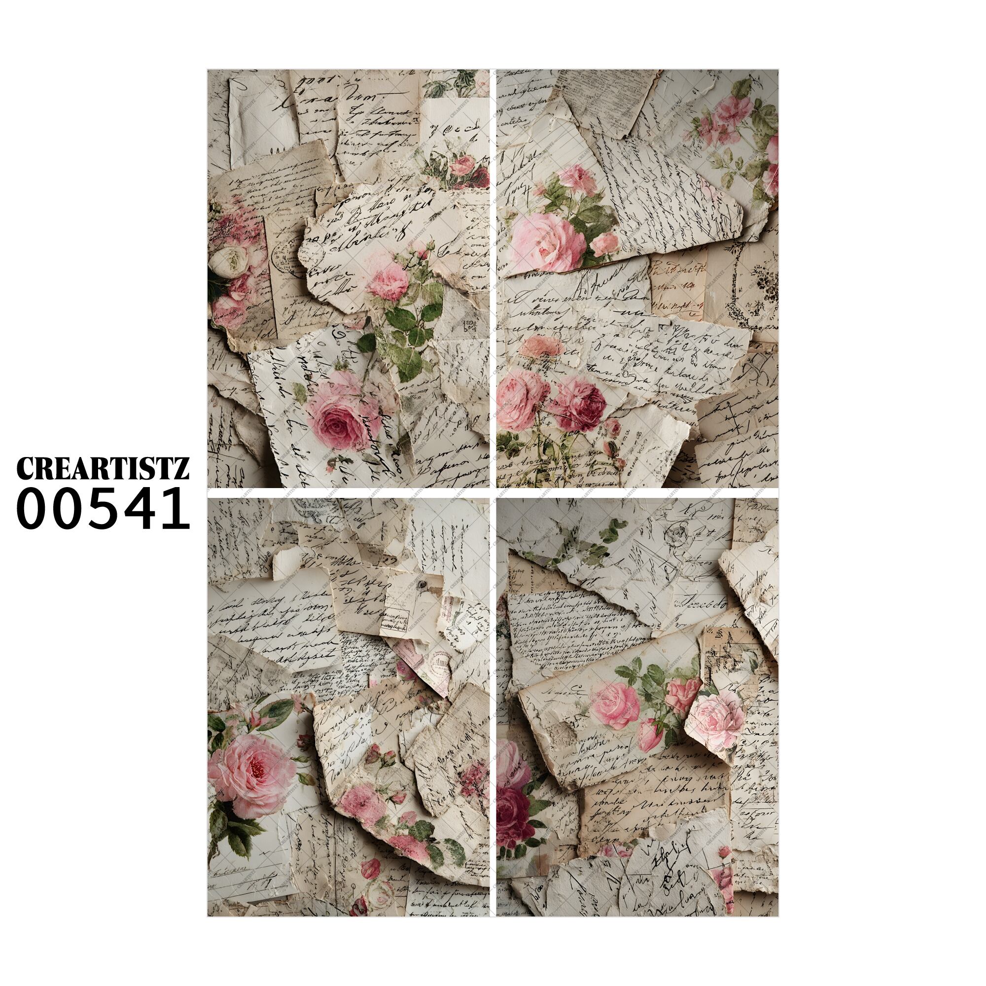 00541 背景 コラージュ素材 オリジナル 12枚セット (4種類×3枚) ペーパー/ステッカー CREARTISTZ