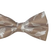 【ベージュ×ホワイト フェザー柄】ボウタイ・チーフセット