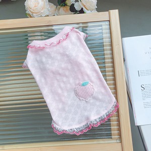【PET】3色展開マカロン色のフルーツロゴ付きタンクトップ