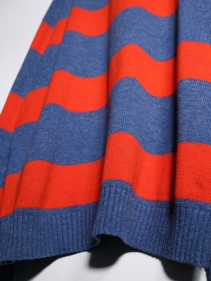"LAND'S END" blue ×orange good coloring border cotton knit