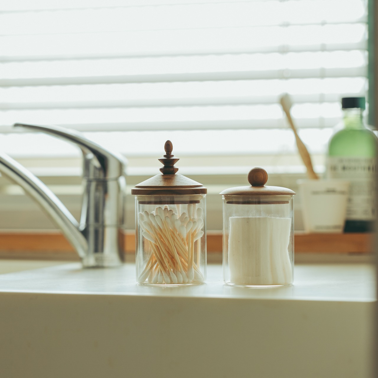Wood Ball Glass Canister
