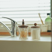 Wood Ball Glass Canister