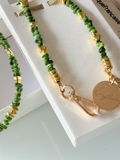 【Liviya Kaki リビヤ・カーキ 】120cm ラコックフランセーズ  フランス製 ハンドメイド スマホストラップ ネックレス パール スマホショルダー マルチカラー 金 La Coque Francaise