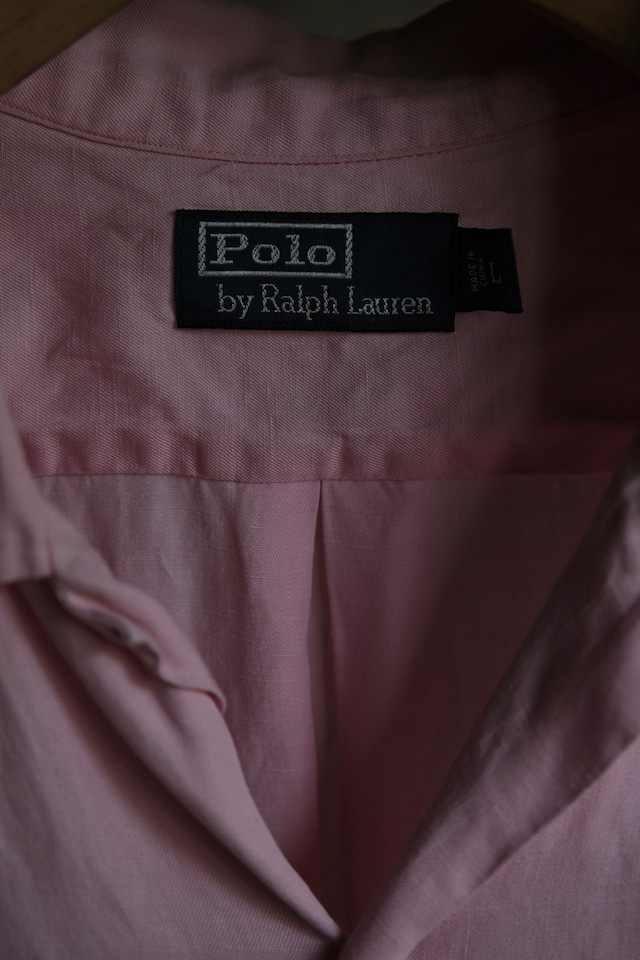 OK/90's "Polo by Ralph Lauren" linen silk open collar shirt/pink