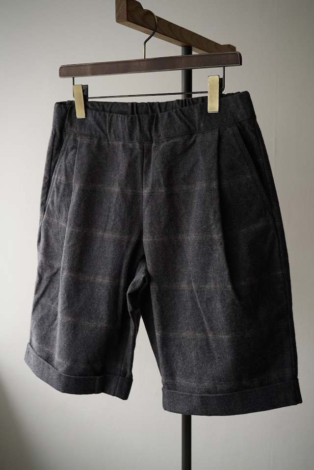 Dark Melange Check / Tuck Easy Shorts (CHARCOAL)