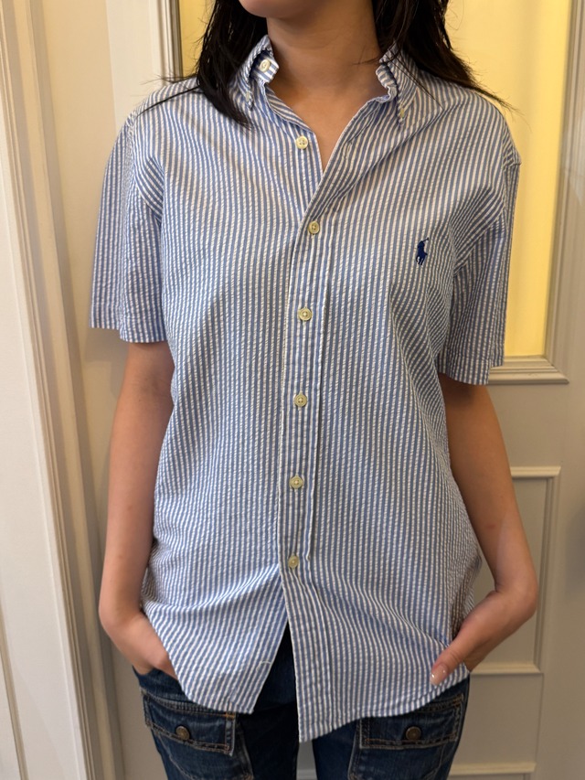 RALPH LAUREN/ vintage  stripe shirt.(o)