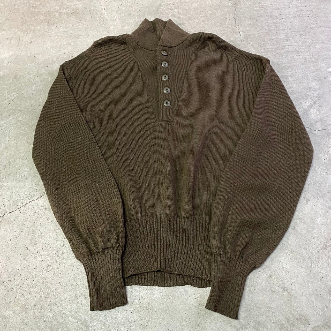 【Vintage】80s usarmy 米軍 ヘンリーネック ニット セーター