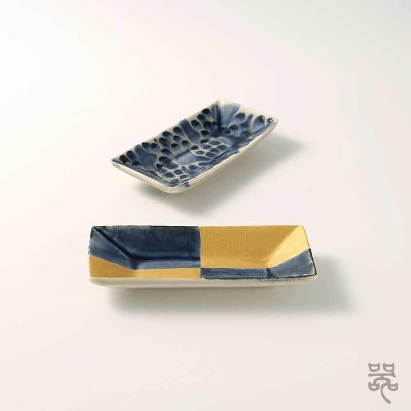 金彩市松【長角小皿】喜鶴製陶｜有田 | 【有田焼／波佐見焼】マルシゲ