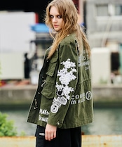 COOLA MADE パッチ&ペイントミリタリージャケット (KHAKI×WHITE) CQ-47052