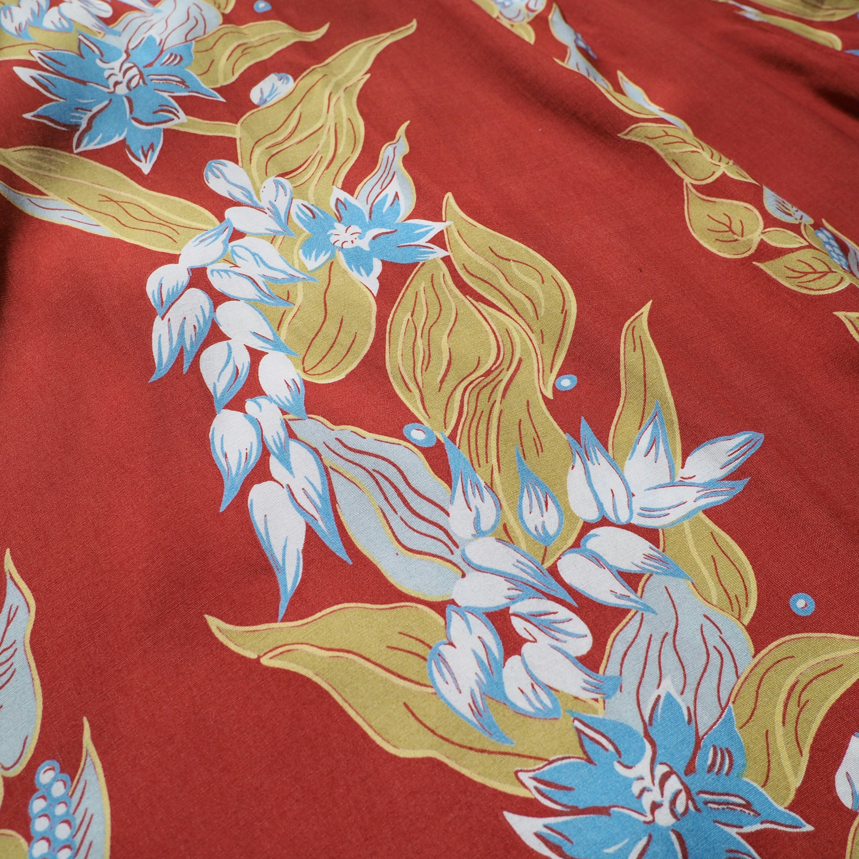 1990s Tropical flower printed vintage open collar SS shirt