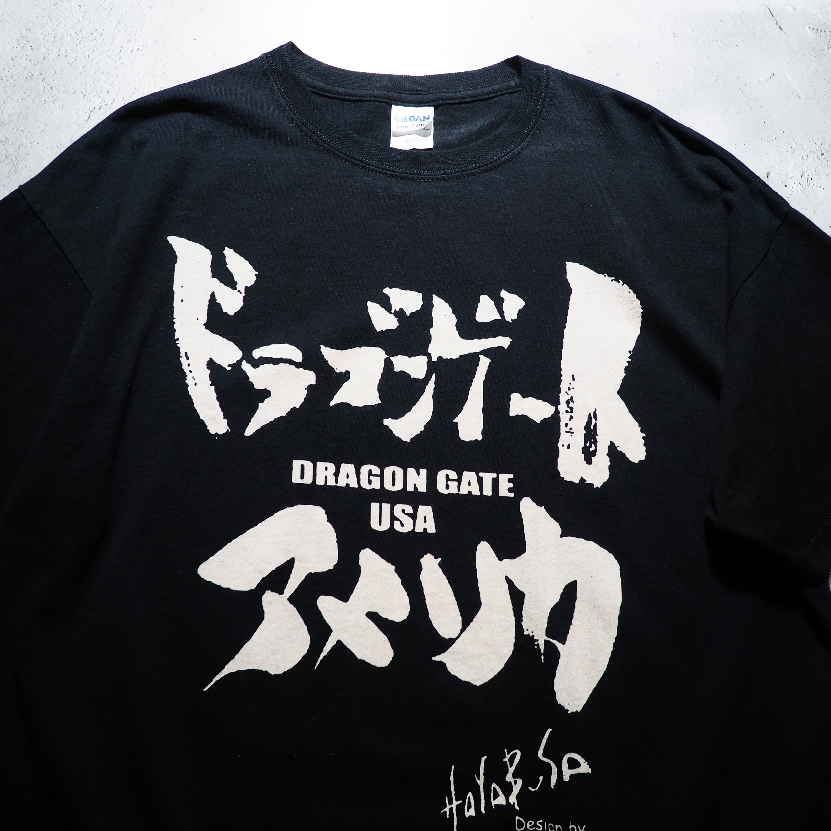 ”ドラゴンゲートアメリカ-Dragon gate usa ” Graphic printed Black loose Tee
