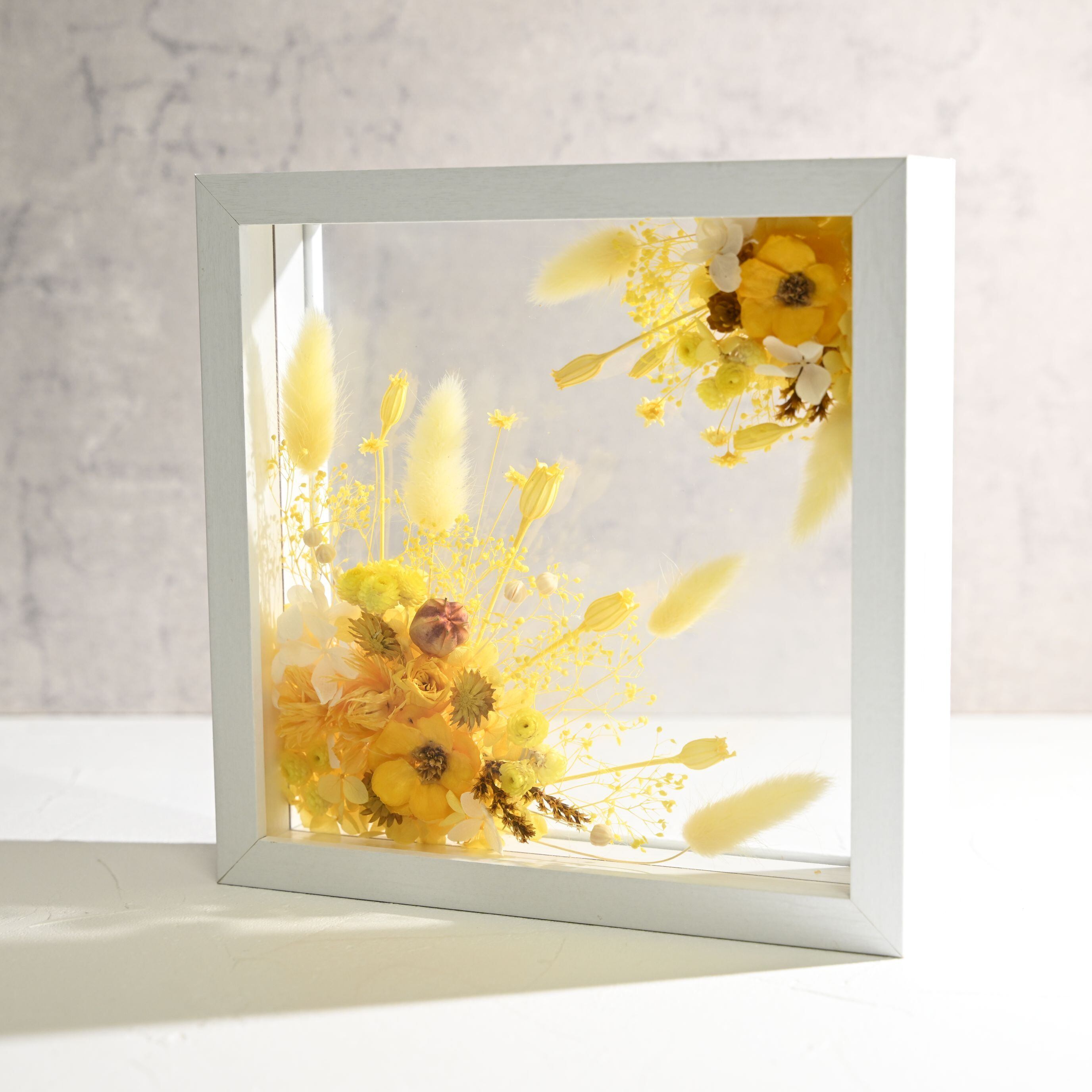 黄色の花の絵画（金色フレーム付き） 思いやら 