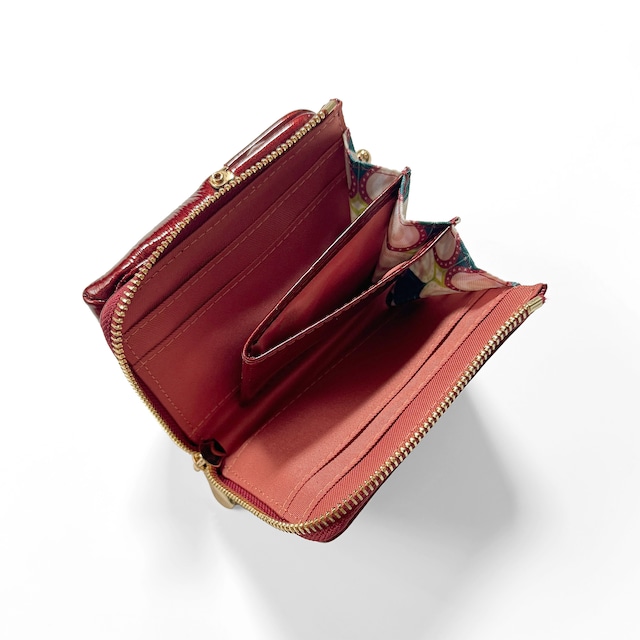 がま口ポーチのお財布 【苺】