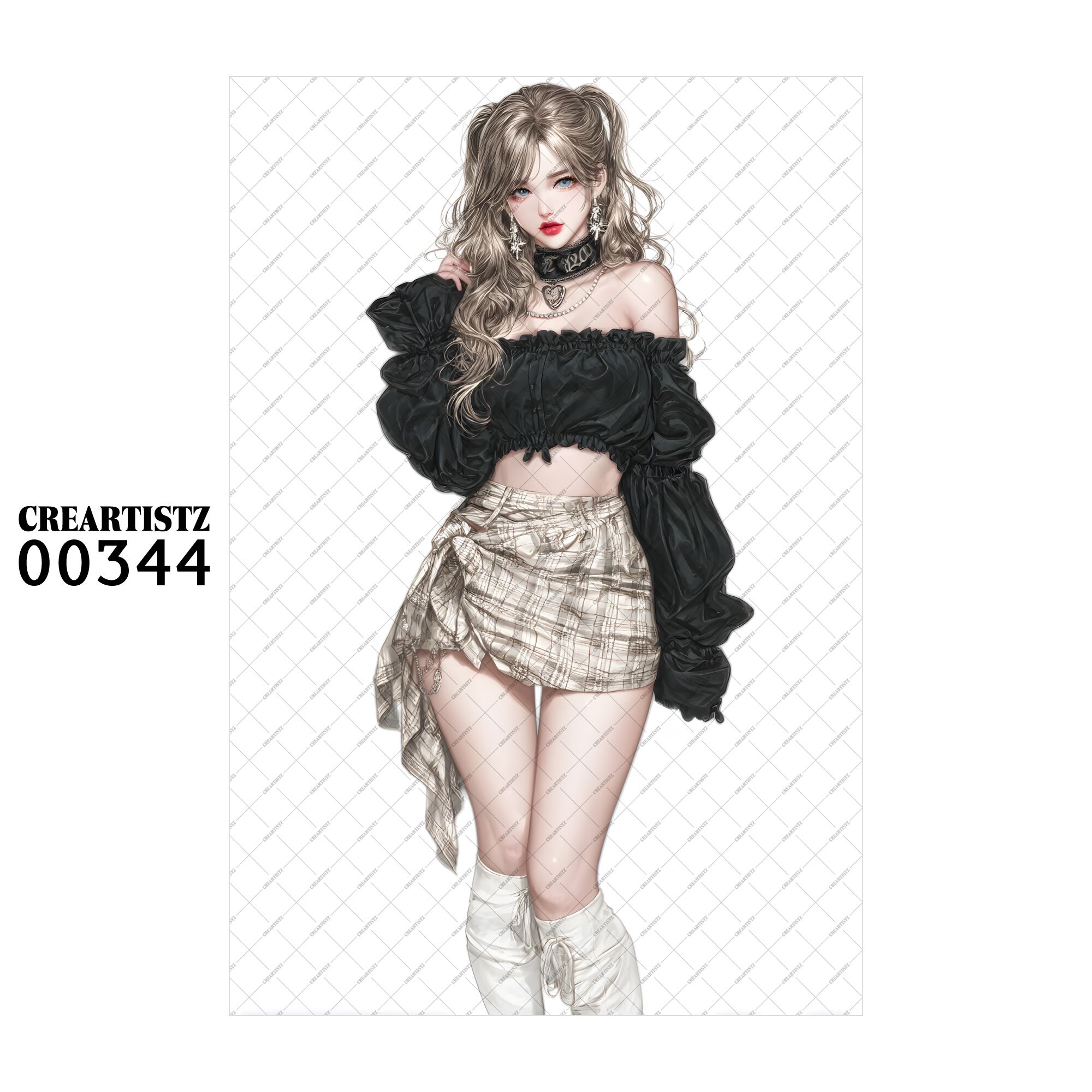 00344 ガール キュート オリジナル ペーパー/ステッカー 4枚セット CREARTISTZ