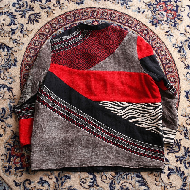 multi pattern velour switching l/s jacket