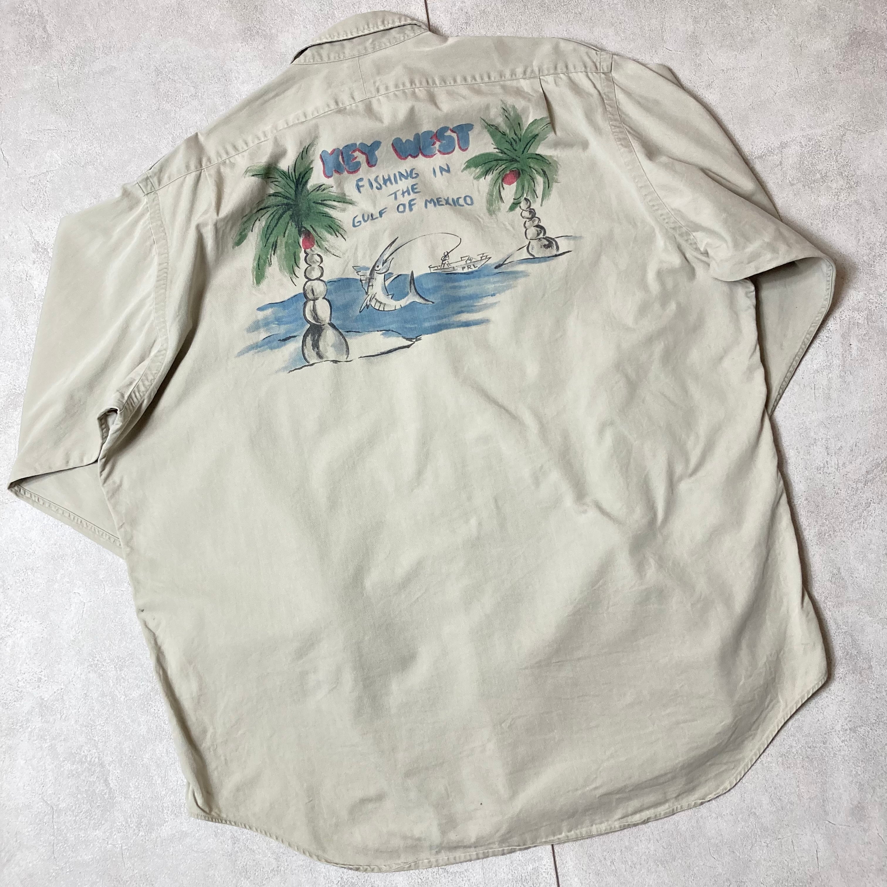 ラルフローレン key west シャツ　カジキ 90s ポロラルフローレン カジキ キーウェスト バックリント 長袖シャツ