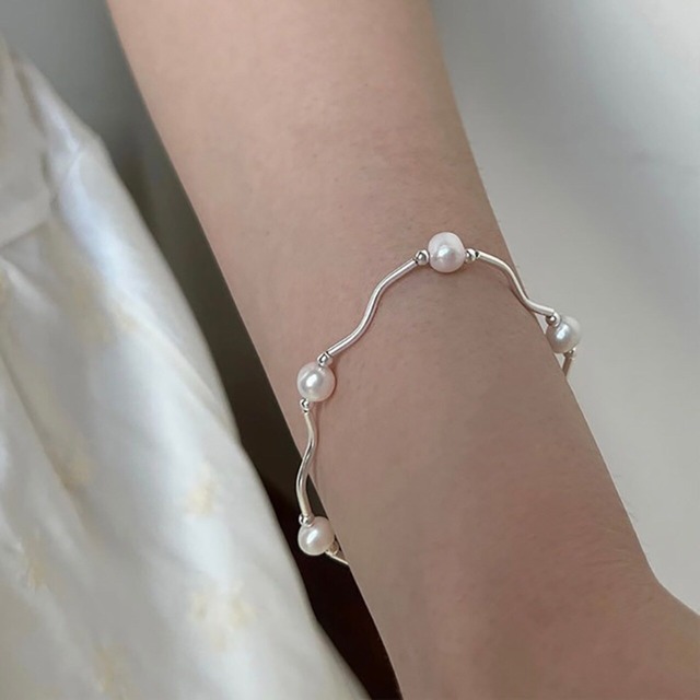 HANA天然パールシルバーのブレスレット