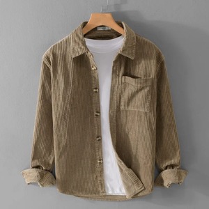 【M-3XL】Solid Corduroy Long Sleeve Shirt / ソリッド コーデュロイ 長袖シャツ