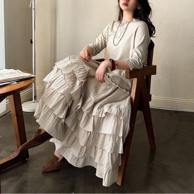 ティアード ワッシャー スカート 2color  25364