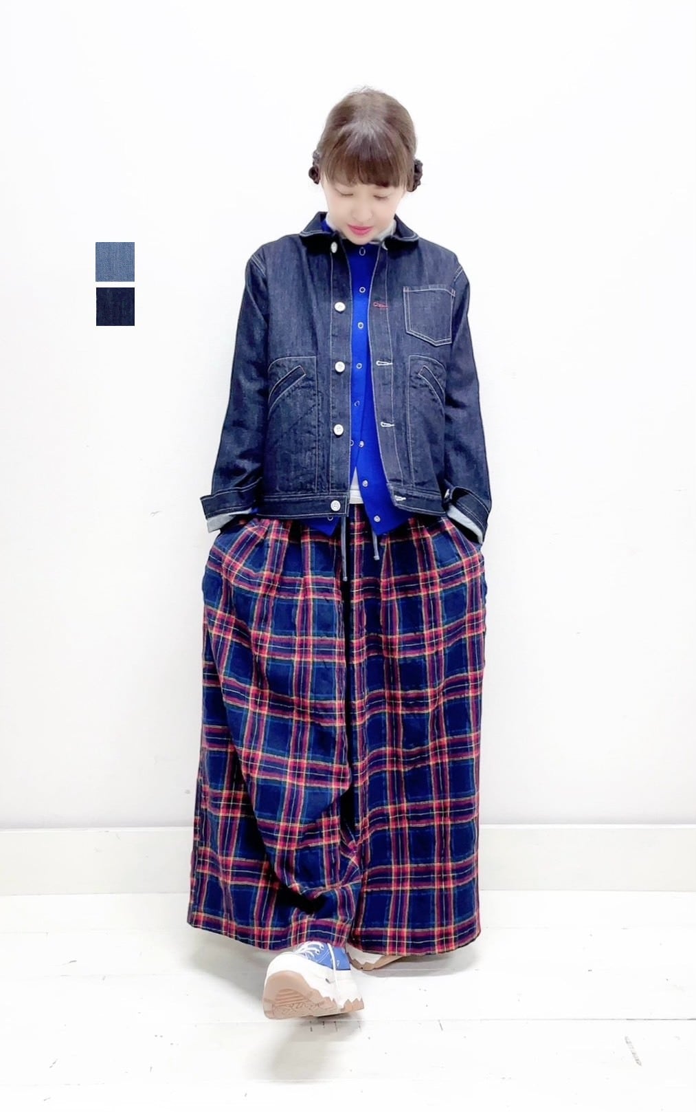 【Rei。さん専用】アトリエgg スマイルヒッコリーOP ネイビー　19ハーフ Rei。さん専用】アトリエgg スマイルヒッコリーOP ネイビー 19ハーフ