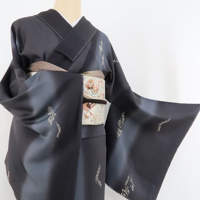 新品 2点セット 印傳屋 単衣 薔薇 着物 仕付け糸付 小紋・袋帯 2736 