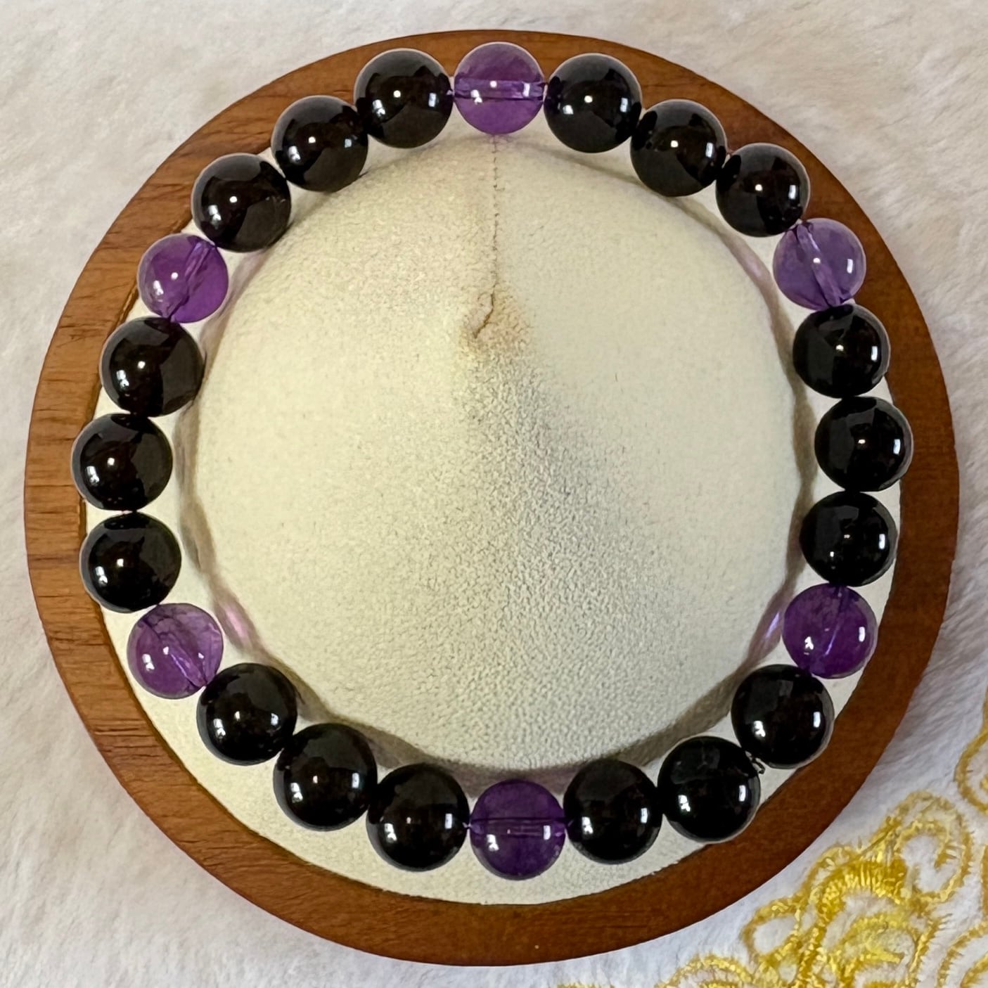 モリオン チベット産×アメジスト ウルグアイ産7.5mm|守りと癒しの天然石ブレスレット