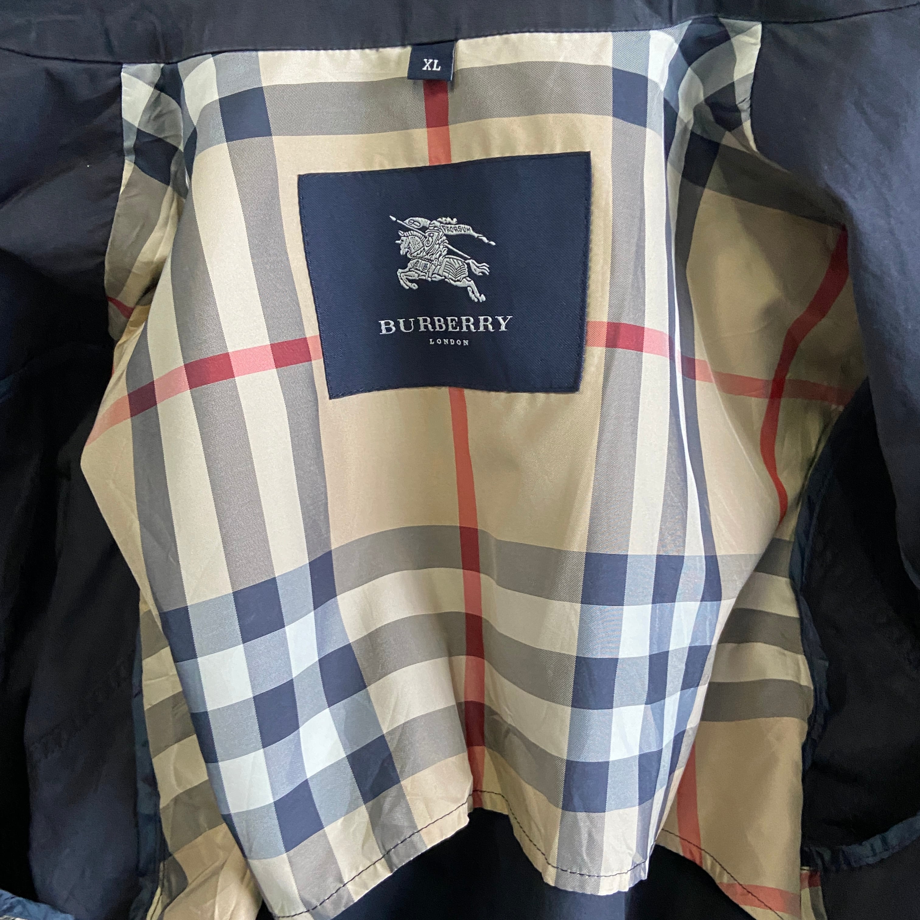 90s バーバリー Burberry コットン ブルゾン 古着 ビンテージ Burberry's バーバリー コットンジャケット メンズXL 古着 ネイビー