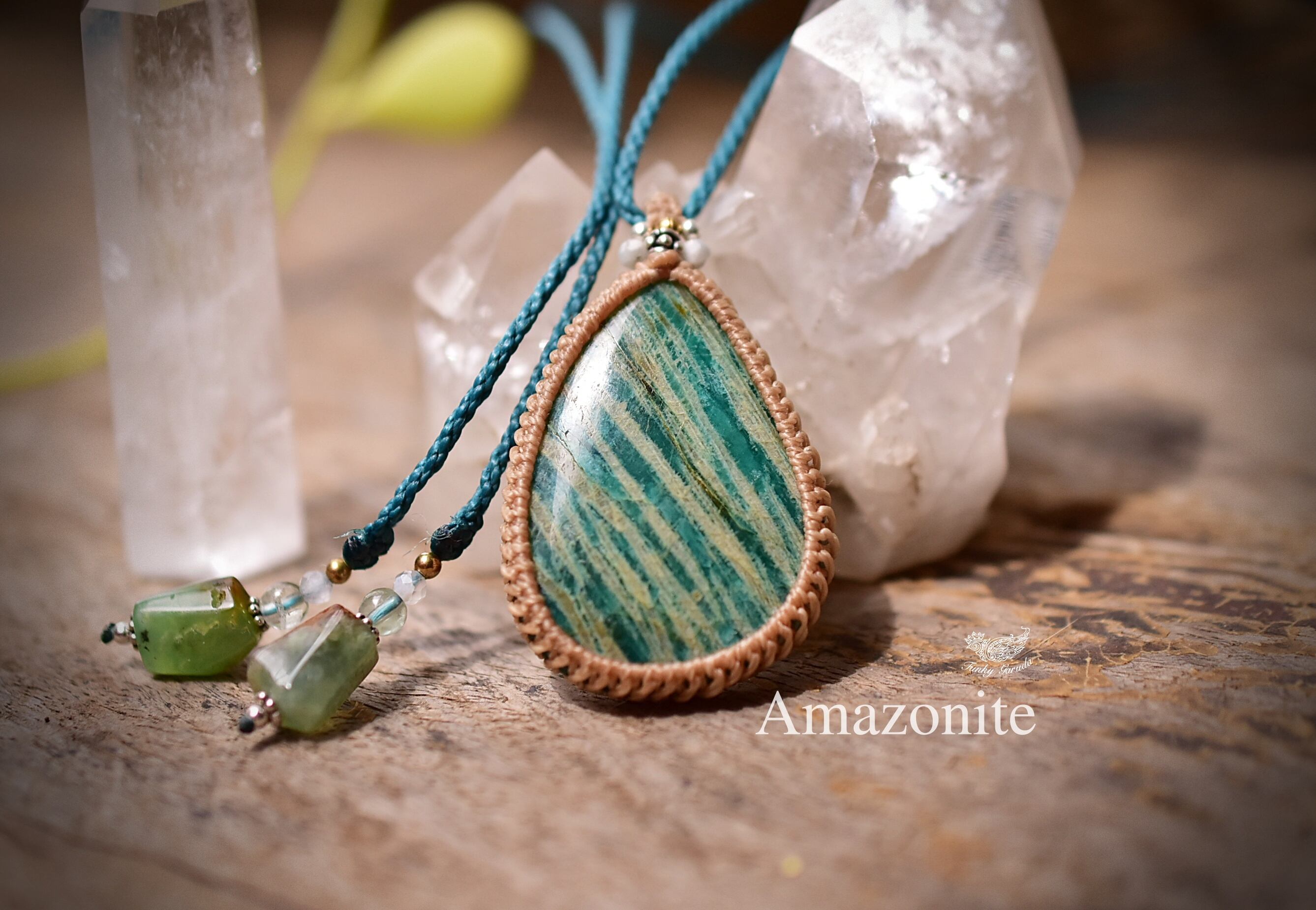 鮮やか緑★アマゾナイト マクラメペンダント732