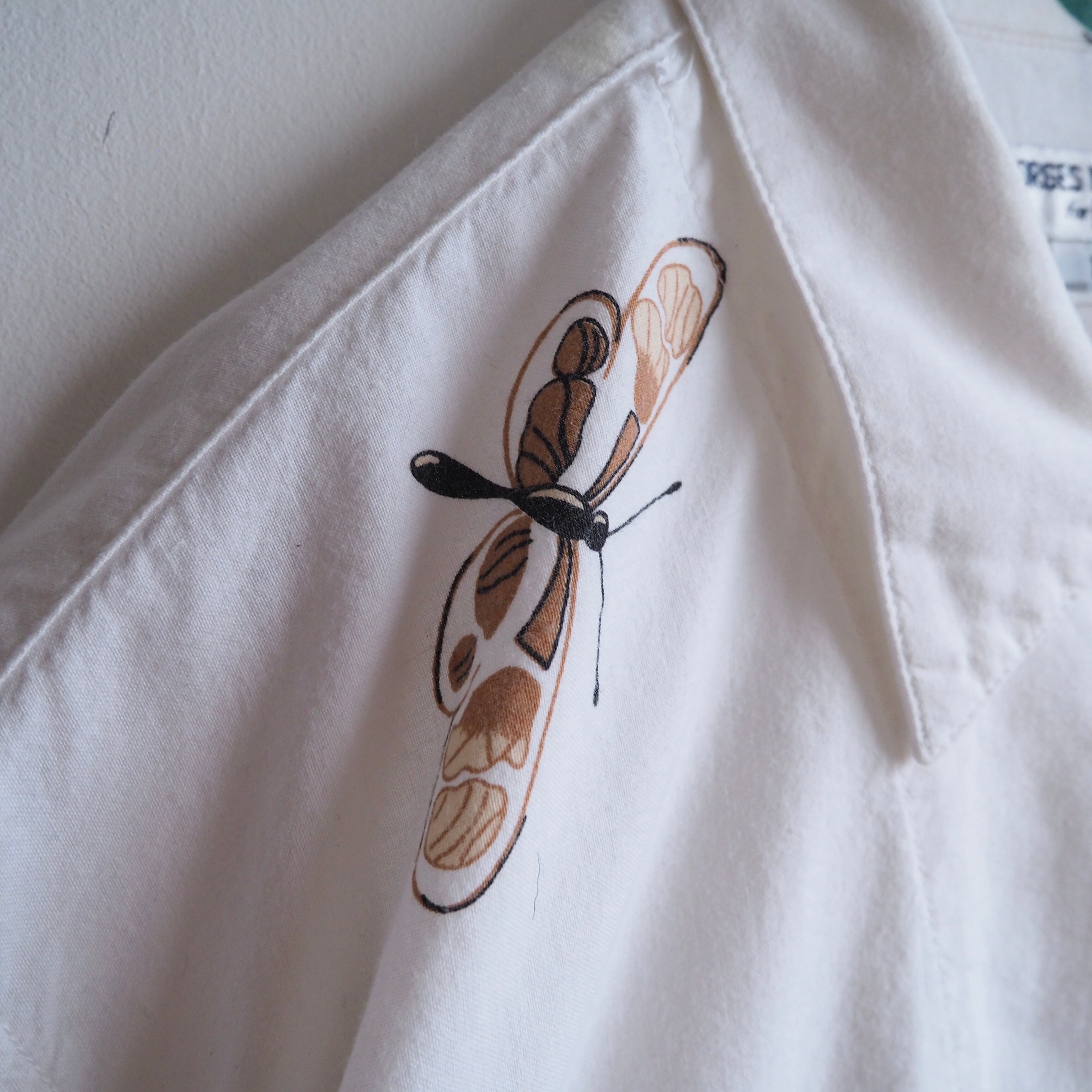 1990s ” Georges Marciano for GUESS ” Butterfly printed cotton SS shirt (made in Usa)